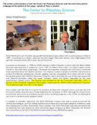 The Center for Planetary Science with the Link to This Article Webpage at the Bottom of This Page
