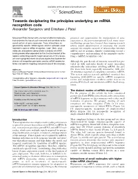 Towards Deciphering the Principles Underlying an Mrna Recognition Code Alexander Serganov and Dinshaw J Patel