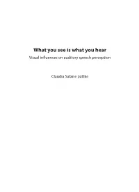 What You See Is What You Hear Visual Influences on Auditory Speech Perception