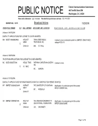 Broadcast Actions 10/20/2006