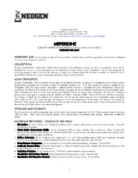 Meperidine Elisa Kit Instructions Product #131219 & 131215 (Rtu) Forensic Use Only