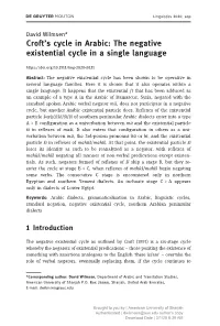 Croft's Cycle in Arabic: the Negative Existential Cycle in a Single Language