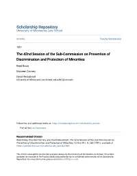 The 42Nd Session of the Sub-Commission on Prevention of Discrimination and Protection of Minorities