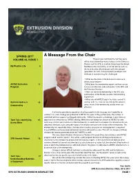 2017 ANTEC Extrusion Program New This Year at ANTEC ...Ask the Experts