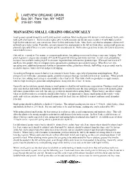 Growing Small Grains Organically