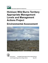 Hickison Wild Burro Territory Appropriate Management Levels and Management Actions Project Environmental Assessment