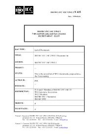 Iso/Iec Jtc 1/Sc 2/Wg 3 N 425 Iso/Iec