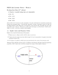 PHYS 231 Lecture Notes – Week 1