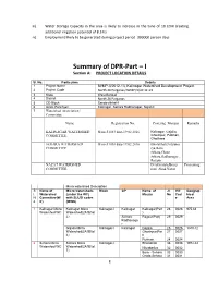 Summary of DPR-Part – I Section A: PROJECT LOCATION DETAILS