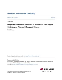 The Effect of Minnesota's Child Support Guidelines on Prior and Subsequent Children