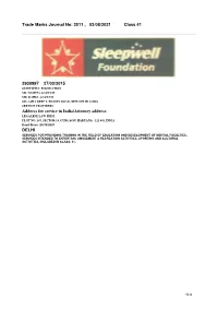 Trade Marks Journal No: 2011 , 02/08/2021 Class 41 2930997 27/03/2015 Address for Service in India/Attorney Address