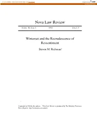 Winterset and the Recrudescence of Ressentiment