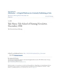 Yale Nurse: Yale School of Nursing Newsletter, December, 1998 Yale University School of Nursing