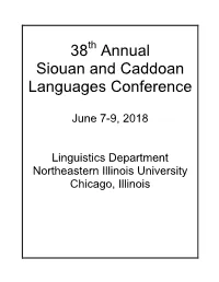 38Th Annual Siouan and Caddoan Languages Conference Program