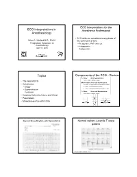 ECG Interpretations in Anesthesiology Topics Components of The