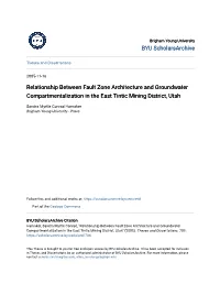 Relationship Between Fault Zone Architecture and Groundwater Compartmentalization in the East Tintic Mining District, Utah