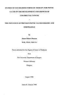 Studies of Established Forms of Therapy for Peptic