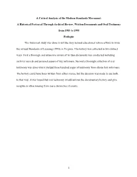 1 a Critical Analysis of the Modern Standards Movement