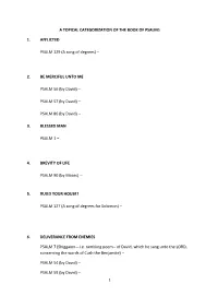 A Topical Categorization of the Book of Psalms 1