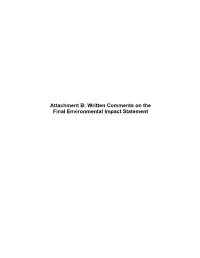 Attachment B: Written Comments on the FEIS