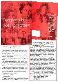 FORGIVEN but NOT FORGOTTEN Memoirs of A