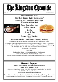 Harvest Supper Sunday 2Nd October at 7Pm in Kingsdon Village Hall