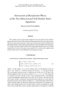 Interaction of Rarefaction Waves of the Two-Dimensional Self-Similar Euler Equations