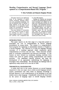 Opment in a Comprehension-Based ESL Program 1 2