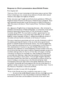 Response to Chris's Presentation About British Pirates
