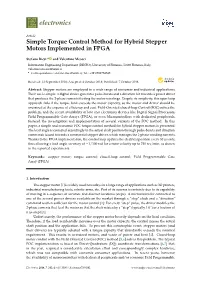 Simple Torque Control Method for Hybrid Stepper Motors Implemented in FPGA