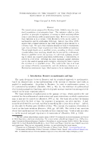 Some Remarks on the Validity of the Principle of Explosion in Intuitionistic Logic1