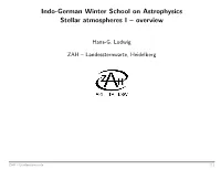 Stellar Atmospheres I – Overview
