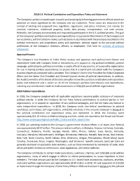1 2018 U.S. Political Contribution and Expenditure Policy and Statement