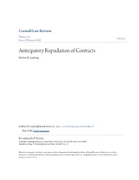 Anticipatory Repudiation of Contracts Herbert R