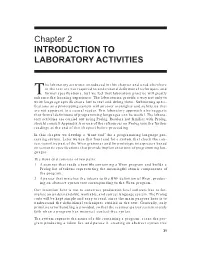 Chapter 2 INTRODUCTION to LABORATORY ACTIVITIES
