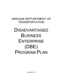 Disadvantaged Business Enterprise (Dbe) Program Plan