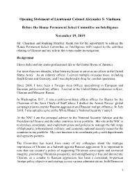 Opening Statement of Lieutenant Colonel Alexander S