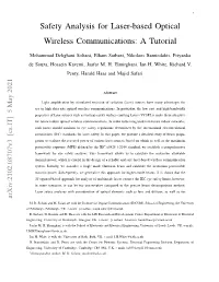 Safety Analysis for Laser-Based Optical Wireless Communications: a Tutorial