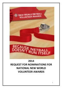 2014 Request for Nominations for National New World