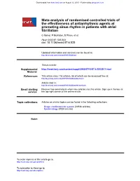 Fibrillation Promoting Sinus Rhythm in Patients with Atrial the Effectiveness of Antiarrhythmic Agents at Meta-Analysis of Rando