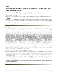 Incorporating Shrub and Snag Specific Lidar Data Into GAP Wildlife Models