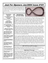 Just for Openers Jan/2004 Issue #101