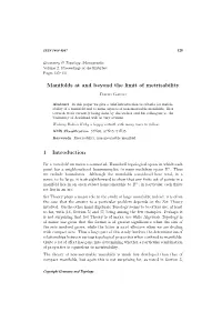 Manifolds at and Beyond the Limit of Metrisability 1 Introduction