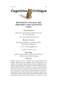 Revisiting Tolman, His Theories and Cognitive Maps