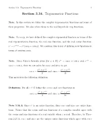 Section 3.34. Trigonometric Functions 1 Section 3.34