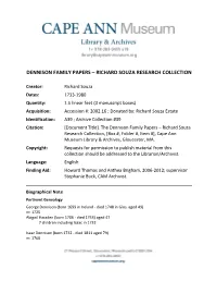 Dennison Family Papers – Richard Souza Research Collection