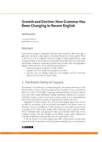 Growth and Decline: How Grammar Has Been Changing in Recent English