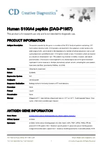 Human S100A4 Peptide (DAG-P1957) This Product Is for Research Use Only and Is Not Intended for Diagnostic Use