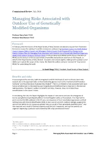 Managing Risks Associated with Outdoor Use of Genetically Modified Organisms