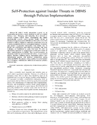 Self-Protection Against Insider Threats in DBMS Through Policies Implementation